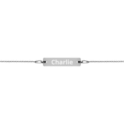 Engraved Silver Bar Chain Bracelet